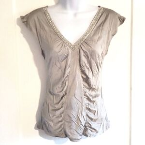 NWT Express embellished silver v neck stretch top